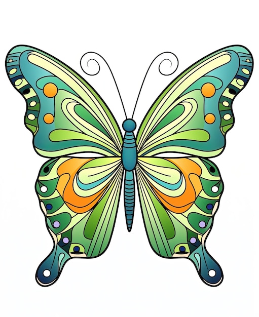 색 배경 에 고립 된 아름다운 나비 터 일러스트레이션