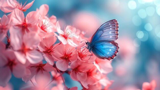 Beautiful butterfly on nature of monarch on flower on bright sunny day