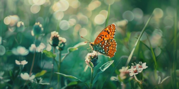 Photo beautiful butterfly perched on a colorful flower suitable for nature and garden themes