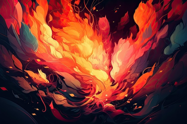 Beautiful butterfly perched on a fiery blaze Generative AI