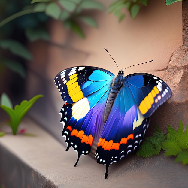 壁に美しい蝶