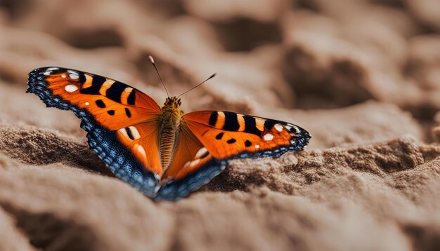 A beautiful butterfly with interesting textures on an orange