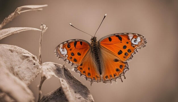 A beautiful butterfly with interesting textures on an orange