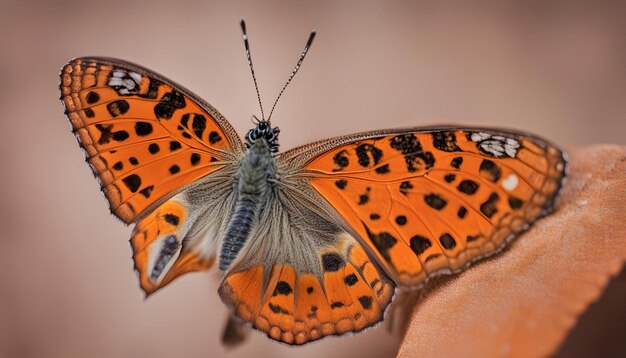 A beautiful butterfly with interesting textures on an orange