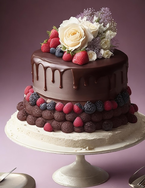 beautiful cake with berries