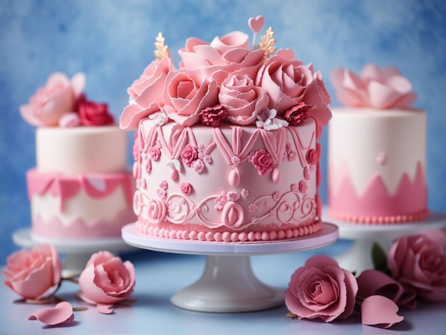 Beautiful cakes beautiful cakes and desserts in pink tones on a pink background wedding cake birthday cake valentine39s day cake d desserts in pink