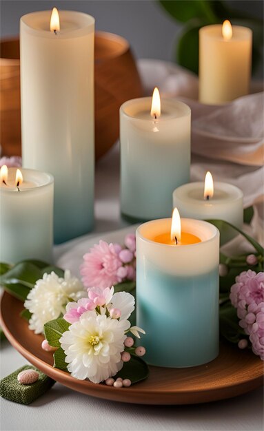 Beautiful Candles Decorated Nicely On Table