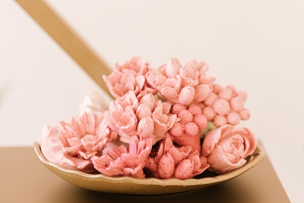 Beautiful candy bar decoration homemade craft marshmallows in the shape of flowers