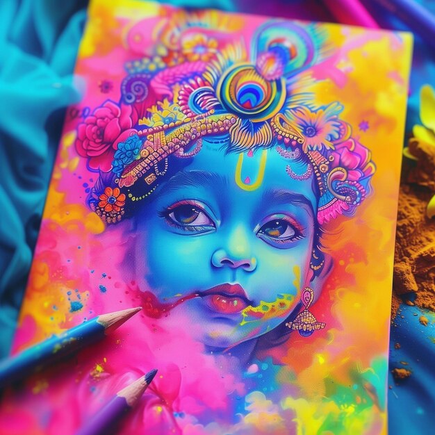 holi painting krishna