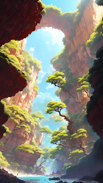 Beautiful canyon landscape digital illustration