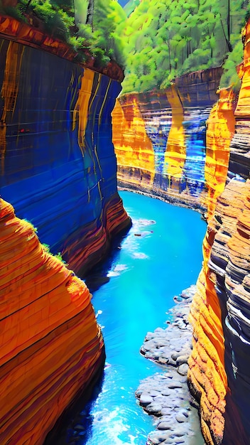 Beautiful canyon landscape nature scenery illustration