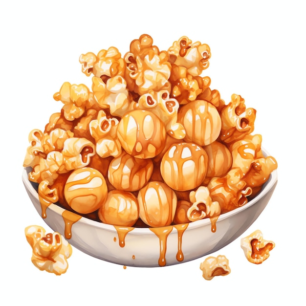 beautiful Caramelcovered popcorn tasty dessert clipart illustration