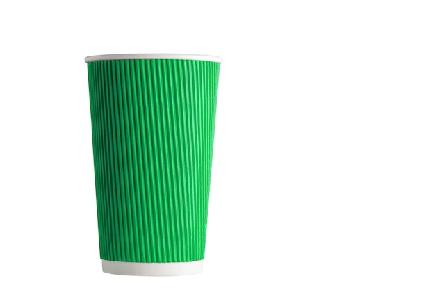 Beautiful cardboard glass of green color on a white background