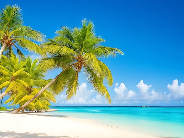 Photo beautiful caribbean tropical island beach with palms