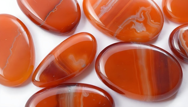 Photo beautiful carnelian agate palm stone white background