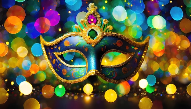 Beautiful carnival mask at night on a dark festive background