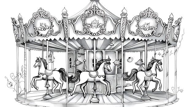 A beautiful carousel with intricate details