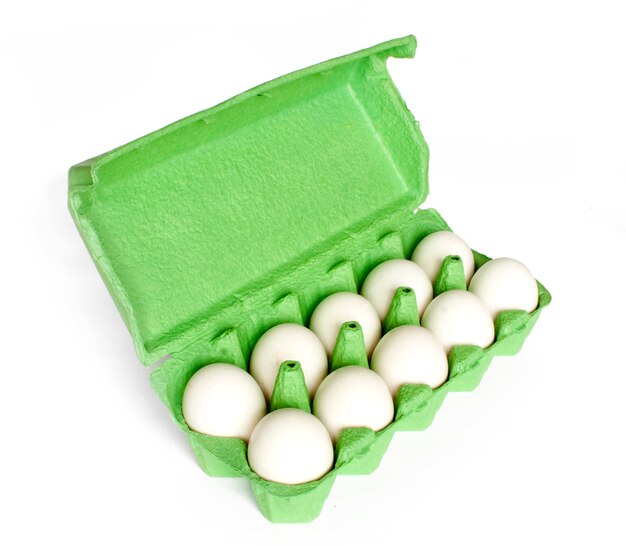 Beautiful carton box with eggs isolated