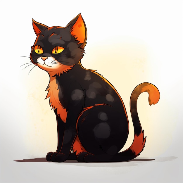 Beautiful cartoon cat black orange animal illustration pictures AI Generated art