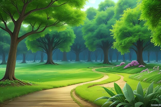 A beautiful Cartoon nature landscape