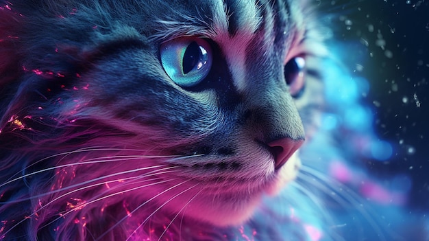 美しい猫の頭のカラフルなポップ ベクトル動物イラスト画像 AI 生成アート
