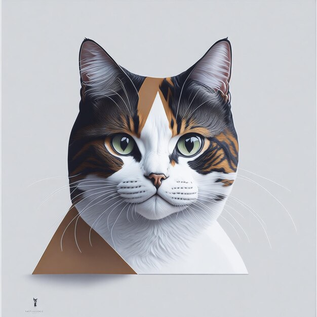 Photo a beautiful cat head illustration