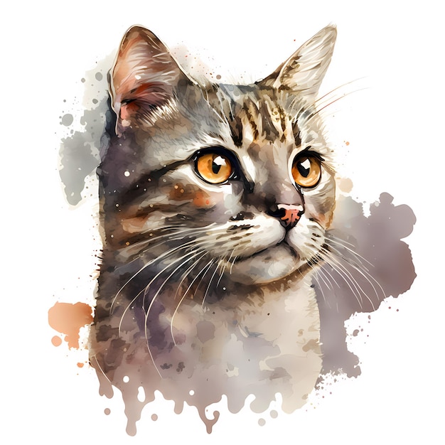 Beautiful Cat Head Portrait Clipart