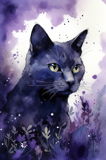 Beautiful cat painting graphic designgenerative ai