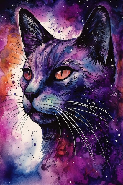 Beautiful cat painting graphic designgenerative ai