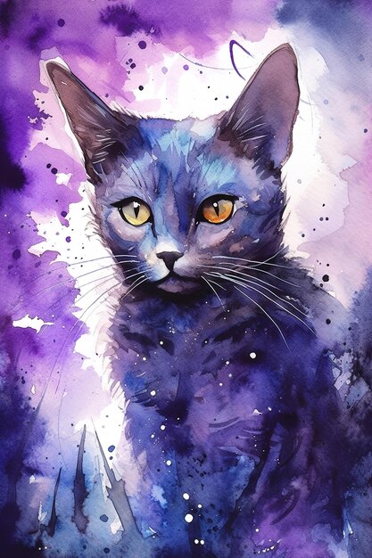 Beautiful cat painting graphic designgenerative ai