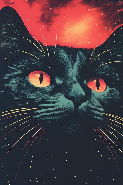 Beautiful cat poster with colorful and artistic style