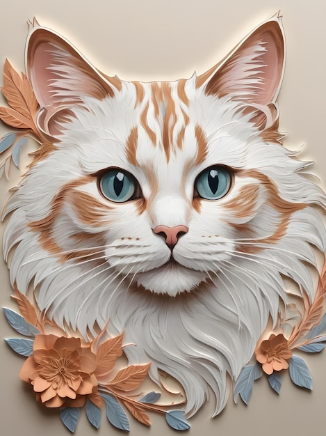 Beautiful Cats in Highly Detailed Mineral Paintings and Paper Cut Art Generative AI