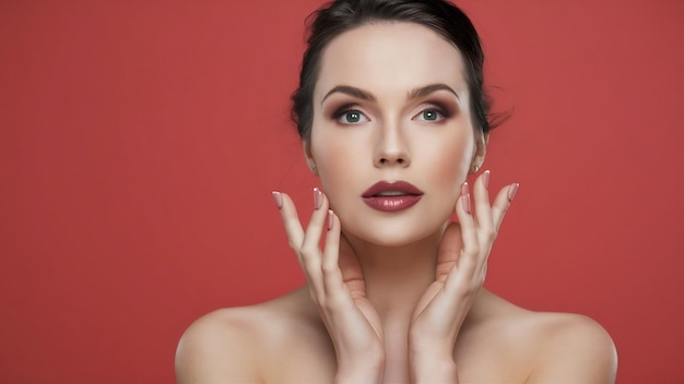 Beautiful caucasian woman with makeup