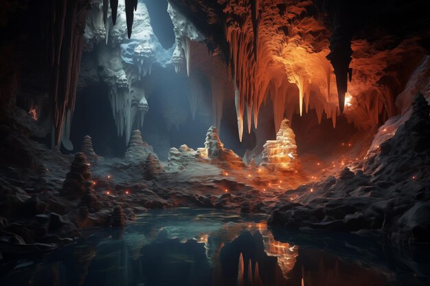 Photo beautiful cave with stalactites