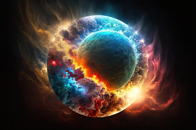 Beautiful celestial explosion of multicolored light engulfing the Earth Generative AI