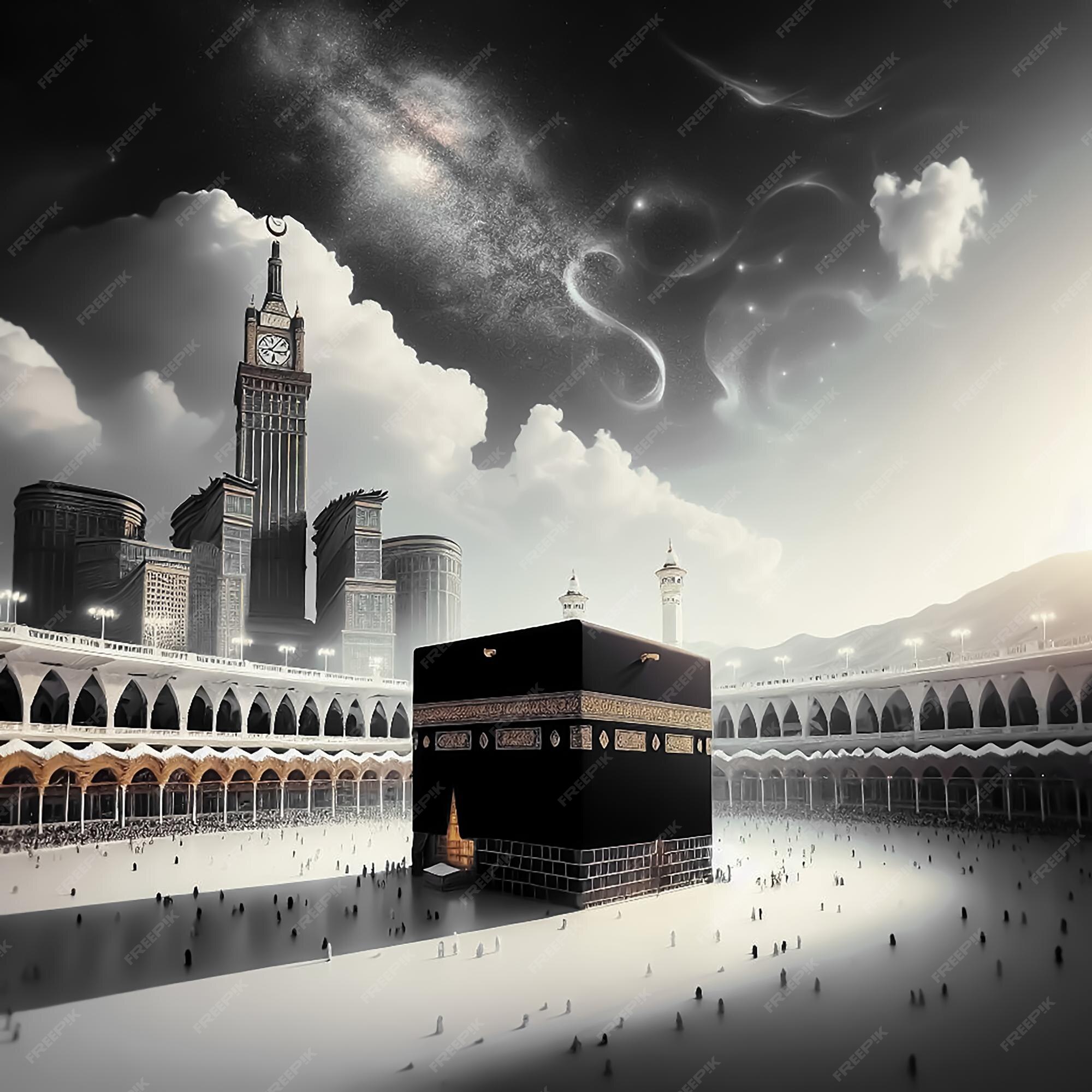 Premium Photo | A beautiful cenimatic shot of holly kaaba and almasjid ...