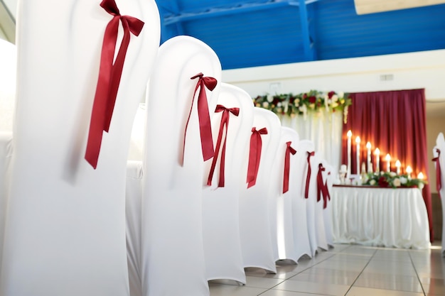 Beautiful chairs in the restaurant closeup