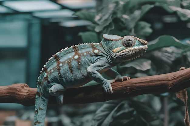 Beautiful of chameleon panther chameleon panther on branch neural network ai generated