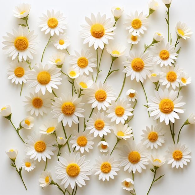 Beautiful chamomile flowers on white background