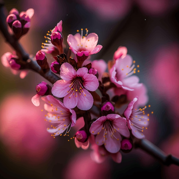 Photo beautiful cherry blossom clear view defocused background premium photo