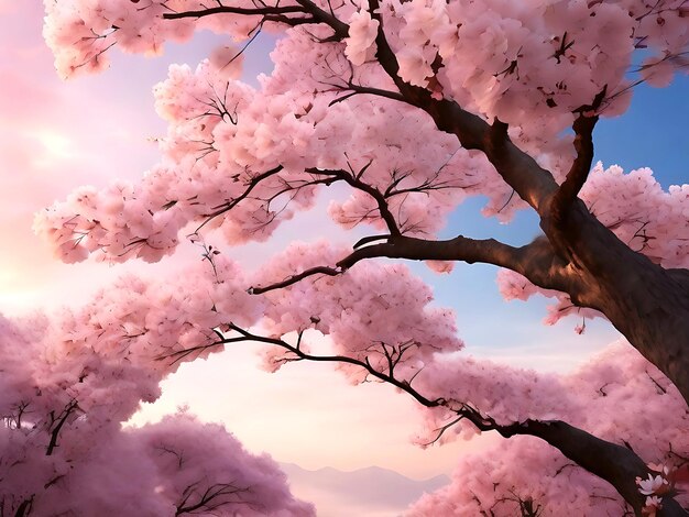 写真 美しい桜の花 春の季節の背景の風景画 aiが生成した