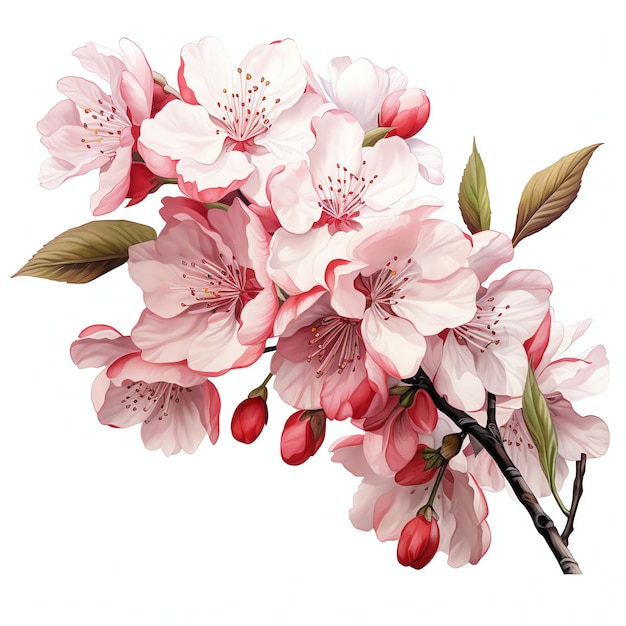 beautiful cherry blossom flowers watercolor clipart illustration