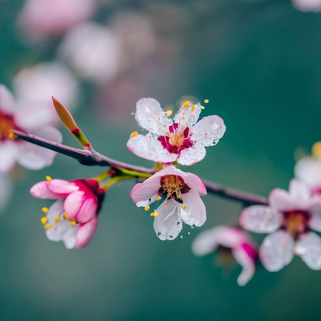 Beautiful cherry blossom sakura in springtime pink peach flowers Ai generated