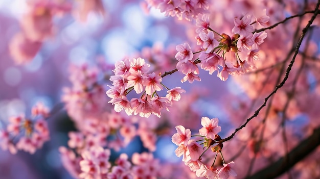 Красивый вишневый цветок сакура дерево фон японская весна генеративная Ай