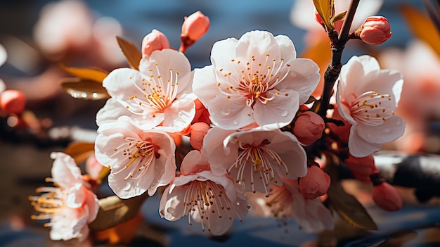 Фото Красивый цветок вишни сакура дерево фон японская весенняя обои 3d рендеринг 3d иллюстрация