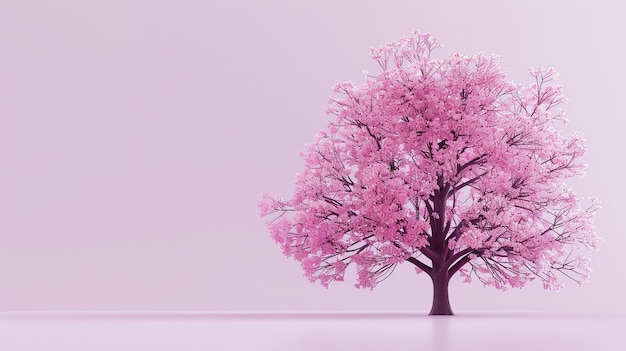 Photo a beautiful cherry blossom tree in full bloom against a pink background