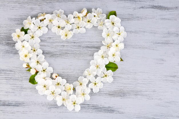 Beautiful cherry blossom on wooden background