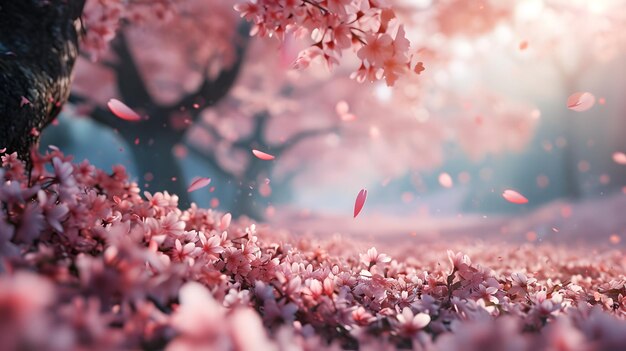 Photo beautiful cherry blossoms in the park in spring time nature background