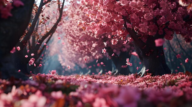 Photo beautiful cherry blossoms in the park in spring time nature background