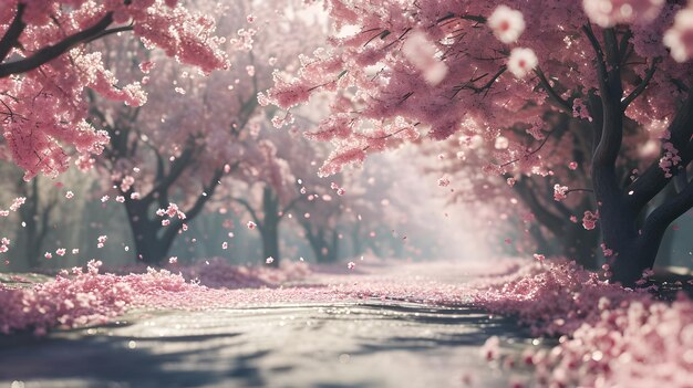 Photo beautiful cherry blossoms in the park in spring time nature background